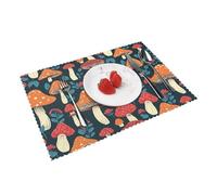 Manteles individuales lavables para mesa de comedor con estampado de hongos rojos y blancos, antideslizantes, decoración del hogar