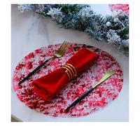 Manteles Individuales Mantel Individual Rojo Brillante, Mantel Redondo Dorado for Fiesta de Banquete Boda, manteles for Mesa Comedor, decoración, 6 uds(Red)