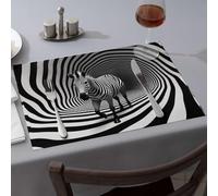 Manteles individuales para cocina y comedor, diseño de cebra camina a través de un túnel a rayas blancas y negras, decoración moderna de granja, decoración de fiesta occidental (1 unidad)
