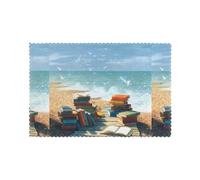 Manteles individuales para mesa de comedor, juego de 6 libros WHJSHOP by the Sea Pattern Hotel Family Banquet