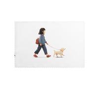 Manteles individuales para mesa de comedor, juego de 6 unidades, 30,5 x 45,7 cm, diseño de AKGFFDS Little Girl Walking the Dog para hotel, banquete familiar
