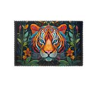 Manteles individuales para mesa de comedor, juego de 6 unidades, 30,5 x 45,7 cm, diseño de tigre poderoso, patrón para hotel, banquete familiar