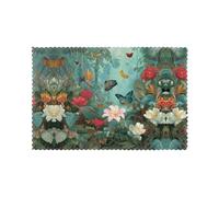 Manteles individuales para mesa de comedor, juego de 6 unidades, 30,5 x 45,7 cm, estampado de flores en la selva tropical para hotel, banquete familiar