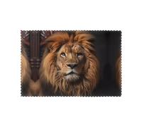 Manteles individuales para mesa de comedor, juego de 6 unidades, 30,5 x 45,7 cm, impresión AKGFFDS la mirada del león, para hotel, banquete familiar
