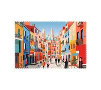 Manteles individuales para mesa de comedor, juego de 6 unidades, 30,5 x 45,7 cm, impresión de ciudades densas AKGFFDS para hotel, banquete familiar