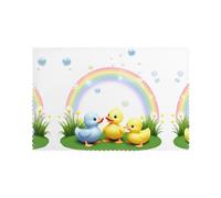 Manteles individuales para mesa de comedor, juego de 6 unidades, 30,5 x 45,7 cm, YTUOPWE Little Yellow Duck jugando con burbujas, imagen para hotel, banquete familiar