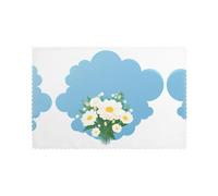 Manteles individuales para mesa de comedor, juego de 6 WHJSHOP Little Clouds in the Bouquet Pattern Hotel Family Banquet