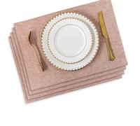 Manteles Individuales Placemat Set of 4/6 Washable Place Mats Placemats Heat Placemat For Dining Table Kitchen Table Mats Mantel Individual (Color : Pink 4 Pieces)