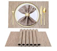 Manteles Individuales Plastico LIFEWEAR Salvamanteles Individuales Lavables Resistentes al Calor Individuales Mesa Antideslizantes Mantel Individual Juego de 4,S02 Marrón Claro