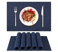 Manteles Individuales Plastico LIFEWEAR Salvamanteles Individuales Lavables Resistentes al Calor Individuales Mesa Antideslizantes Mantel Individual Juego de 4,S01 Azul Marino