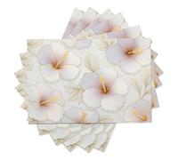 Manteles Individuales Rectangulares De Primavera En 3D Líneas De Flores De Hibiscoblancoilustración De Acuarela Lino Resistentes Al Calor Lavables Impermeables,para Mesa De,2Pcs