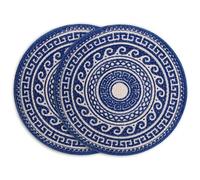 Manteles individuales redondos de algodón, 33 cm de diámetro, estampado de mandala, azul, juego de 2