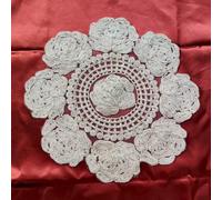 Manteles individuales redondos de encaje de 12.6 pulgadas, diseño de flores neutrales, lavables, posavasos decorativos para fiestas, hogar, cocina