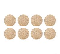 Manteles individuales redondos de paja tejida de 4/8 piezas con aislamiento térmico, manteles rústicos bohemios para mesa de comedor, boda, fiesta y decoración de granja, 33 cm o 35 cm (4)