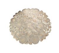 Manteles Individuales Redondos Juego De 6 Manteles Individuales Huecos De PVC for Mesa Comedor Antideslizante Resistente Al Calor for Cocina, Restaurante(Gold B)