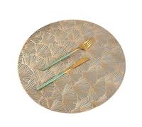 Manteles Individuales Redondos Juego De 6 Manteles Individuales Huecos De PVC for Mesa Comedor Antideslizante Resistente Al Calor for Cocina, Restaurante(Gold a)