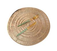 Manteles Individuales Redondos Juego De 6 Manteles Individuales Huecos De PVC for Mesa Comedor Antideslizante Resistente Al Calor for Cocina, Restaurante(Gold C)