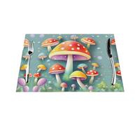 Manteles individuales tejidos con estampado de setas de colores lindos de 12 x 18 pulgadas (6 piezas), rectangulares, adecuados para hoteles, restaurantes y cocinas.