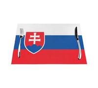 Manteles individuales tejidos impresos con la bandera de Eslovaquia de 12 x 18 pulgadas (6 piezas), rectangulares, adecuados para hoteles, restaurantes y cocinas.