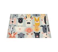 Manteles individuales tejidos, resistentes al calor, fáciles de limpiar, adecuados para fiestas al aire libre, decoración de cocina, accesorios de mesa, 12 x 18 pulgadas, impresión de animación
