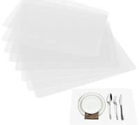 Manteles individuales transparentes de plástico translúcido para mesa de comedor, mantiene la mesa o el paño de escritorio limpio, lavable, resistente al calor, antideslizante (8)