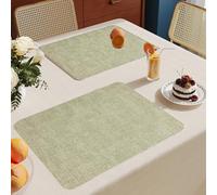 Manteles Individuales Verde Claro Mantel Individual Tela Lino Lavable Individuales para Mesa Resistente Calor Salvamanteles Engrosar Tapetes para Mesa 30x45cm 2 Pcs