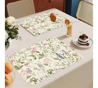 Manteles Individuales Verde Oliva Púrpura Mantel Individual Tela Lino Lavable Individuales para Mesa Resistente Calor Salvamanteles Engrosar Tapetes para Mesa 30x45cm 2 Pcs