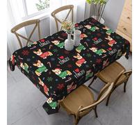 Manteles Mesa Diseño Navideño con Perro Corgi 137X183Cm Mantel Lavable Rectangular Mantel Mesa para Sala De Estar Comedor Fiesta