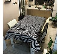 Manteles Mesa Impresión 3D Mantel, Morbuy Geometría Enrejado Rectangular Impermeable Antimanchas Lavable Poliéster Manteles para Cocina Salón Comedor Decoración del Hogar (Blanco Negro 1,140x200cm)