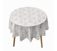 Manteles Redondos Antimanchas, Morbuy Geometría Imprimir Impermeables Lavable Mantel para Mesa Redonda de Decoración Hogar Cocina Comedor Fiesta Cumpleaños Jardín (Blanco,150cm)