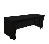 Manteles Spandex Tela elástica de 4/5/6/8 pies, seda de leche, mantel de LICRA liso elástico, decoración de exposición de bodas, banquetes de Hotel, falda, cubierta de mesa ( Color : Black , Size : 6F