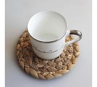 Manteles tejidos, 1/3pcs 11-30cm Round Woven Placemats Boho Rattan Placemats Natural Hand-Woven Water Hyacinth Placemats(11cm)