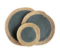 Manteles tejidos, 1/3pcs 20/30cm Woven Placemats, Round Placemats, Wicker Water Hyacinth With Cotton Placemats(Dark Grey,30cm)