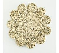 Manteles tejidos, 25/30/33cm Flower Shaped Boho Rattan Placemats Natural Hand-Woven Placemats Corn Husk Placemats(Flower2,25cm)