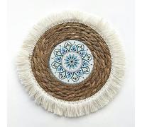 Manteles tejidos, 25-35cm Round Boho With Tassels Placemats Hand-Woven Placemats Water Hyacinth Placemats(2,25cm with Tassels)