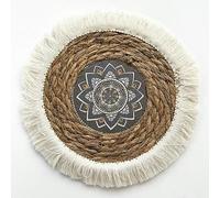 Manteles tejidos, 25-35cm Round Boho With Tassels Placemats Hand-Woven Placemats Water Hyacinth Placemats(1,35cm With Tassels)