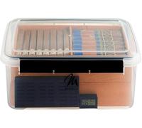 Mantello Cigar Tupperdor - Kit de contenedor de plástico humidificador, contenedor de puros con 2 bandejas de cedro español, incluye higrómetro digital y humidificador, contenedor hermético para puros