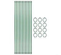 Mantén fácilmente la forma de tus flores con nuestro resistente juego de 12 estacas verdes para uso en exteriores (45 cm)
