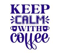 Mantén la calma con un café Calcomanías de letras 54.6x62.5cm Impermeable Azul oscuro