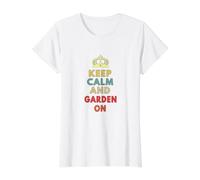 mantén la Calma en el jardín Camiseta gráfica económica, Mujer, Blanco, S