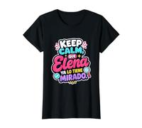 Mantén la Calma, Que Elena ya lo Tiene mirado Camiseta gráfica económica, Mujer, Negro, XS