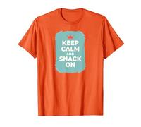 Mantén la Calma y Come Algo con Retro Crown Food Lover Camiseta, Hombre, Naranja, XL