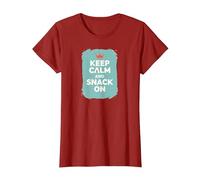 Mantén la Calma y Come Algo con Retro Crown Food Lover Camiseta, Mujer, Arándano, S