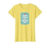 Mantén la Calma y Come Algo con Retro Crown Food Lover Camiseta, Mujer, Limón, M