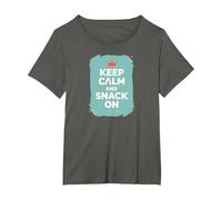Mantén la Calma y Come Algo con Retro Crown Food Lover Camiseta, Mujer Tallas Grandes, Asfalto, 1XL Grande