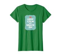Mantén la Calma y Come Algo con Retro Crown Food Lover Camiseta, Mujer, Verde Kelly, XXL