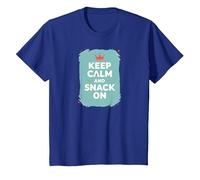 Mantén la Calma y Come Algo con Retro Crown Food Lover Camiseta, Niños, Azul Real, 10 años