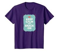 Mantén la Calma y Come Algo con Retro Crown Food Lover Camiseta, Niños, Morado, 2 años