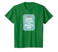 Mantén la Calma y Come Algo con Retro Crown Food Lover Camiseta, Niños, Verde Kelly, 8 años