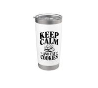 Mantén la calma y come galletas Vaso térmico de acero inoxidable de doble pared
